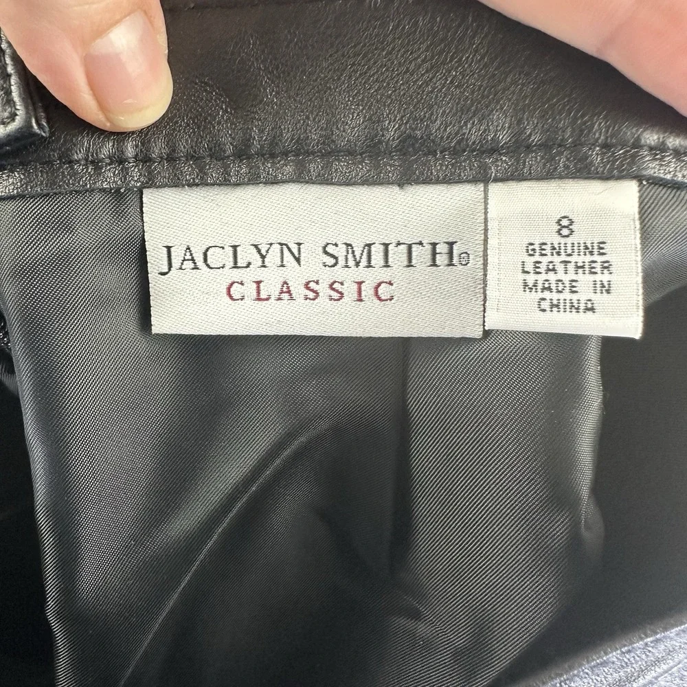 Jaclyn Smith Leather Pencil Skirt Women's 8 Black Lined